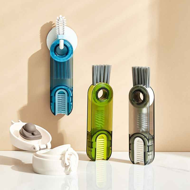 Cup lid cleaning brush for cleaning the gaps of the insulated cup and the three-in-one U-shaped cup brush for cleaning the nipple of the bottle and the cleaning tool for the cup mouth - silicone brush