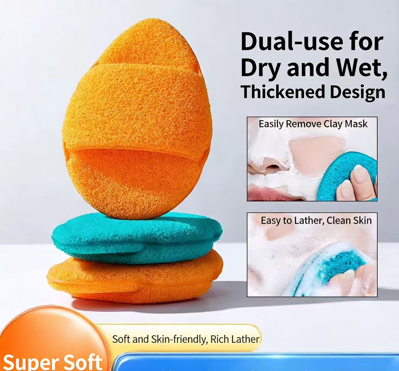 Extra-large thick cleaning and skincare special facial cleansing pad sponge facial makeup removal cleansing tool beauty mud mask gadget