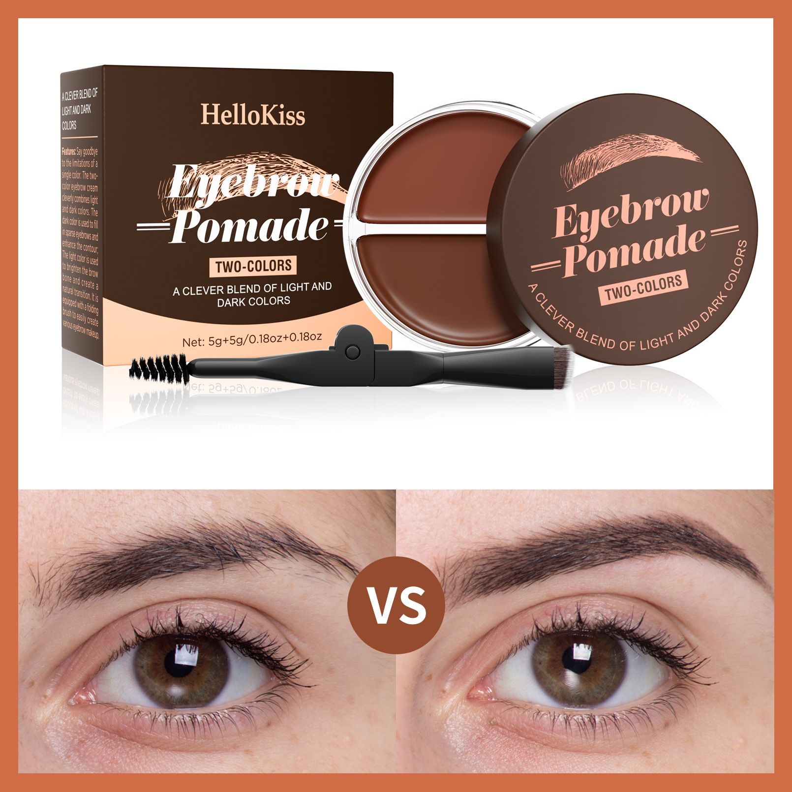 Hellokiss 2-in-1 Natural Long-Lasting Colorful Brow Shaping Pomade Wild Brow Pomade