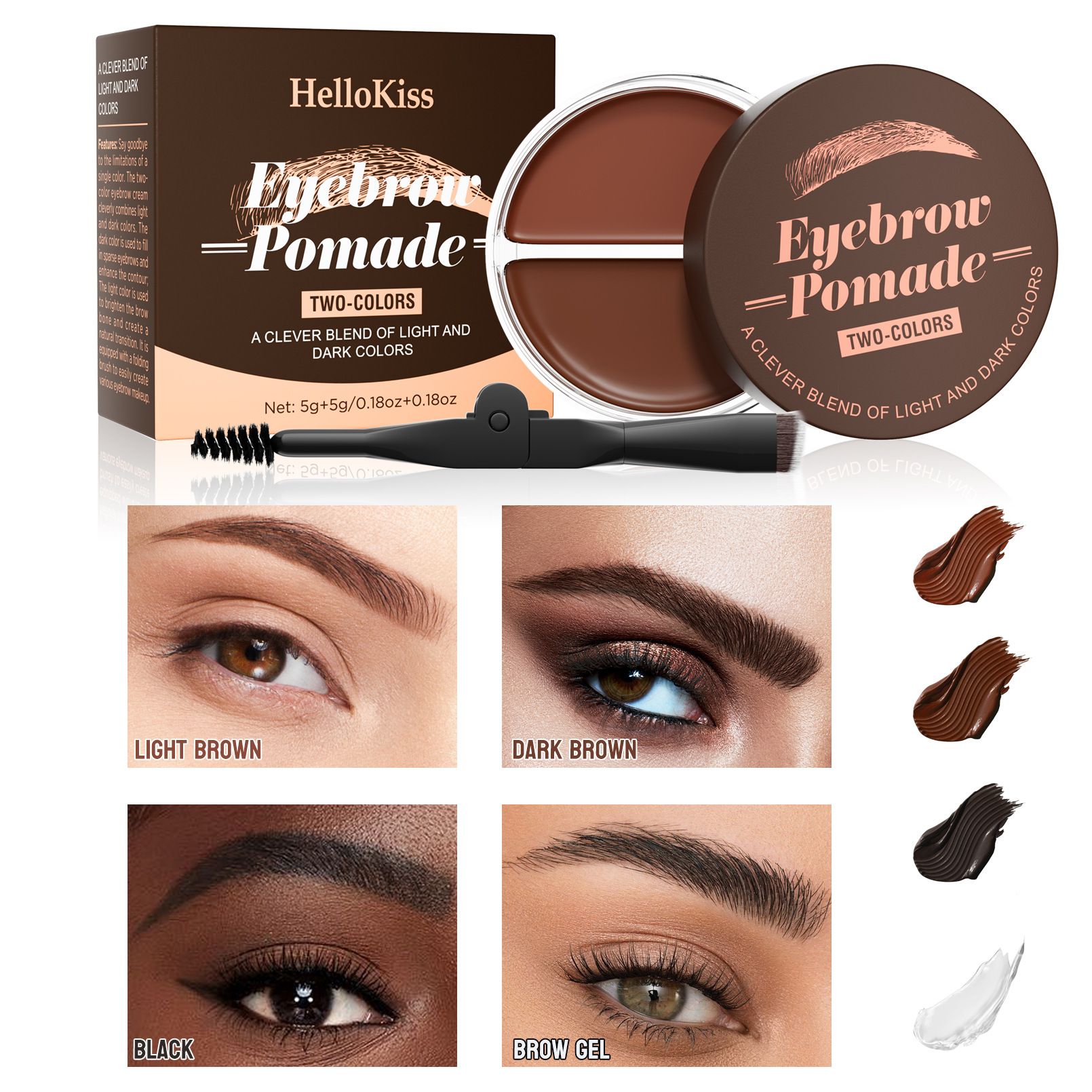 Hellokiss 2-in-1 Natural Long-Lasting Colorful Brow Shaping Pomade Wild Brow Pomade view 2