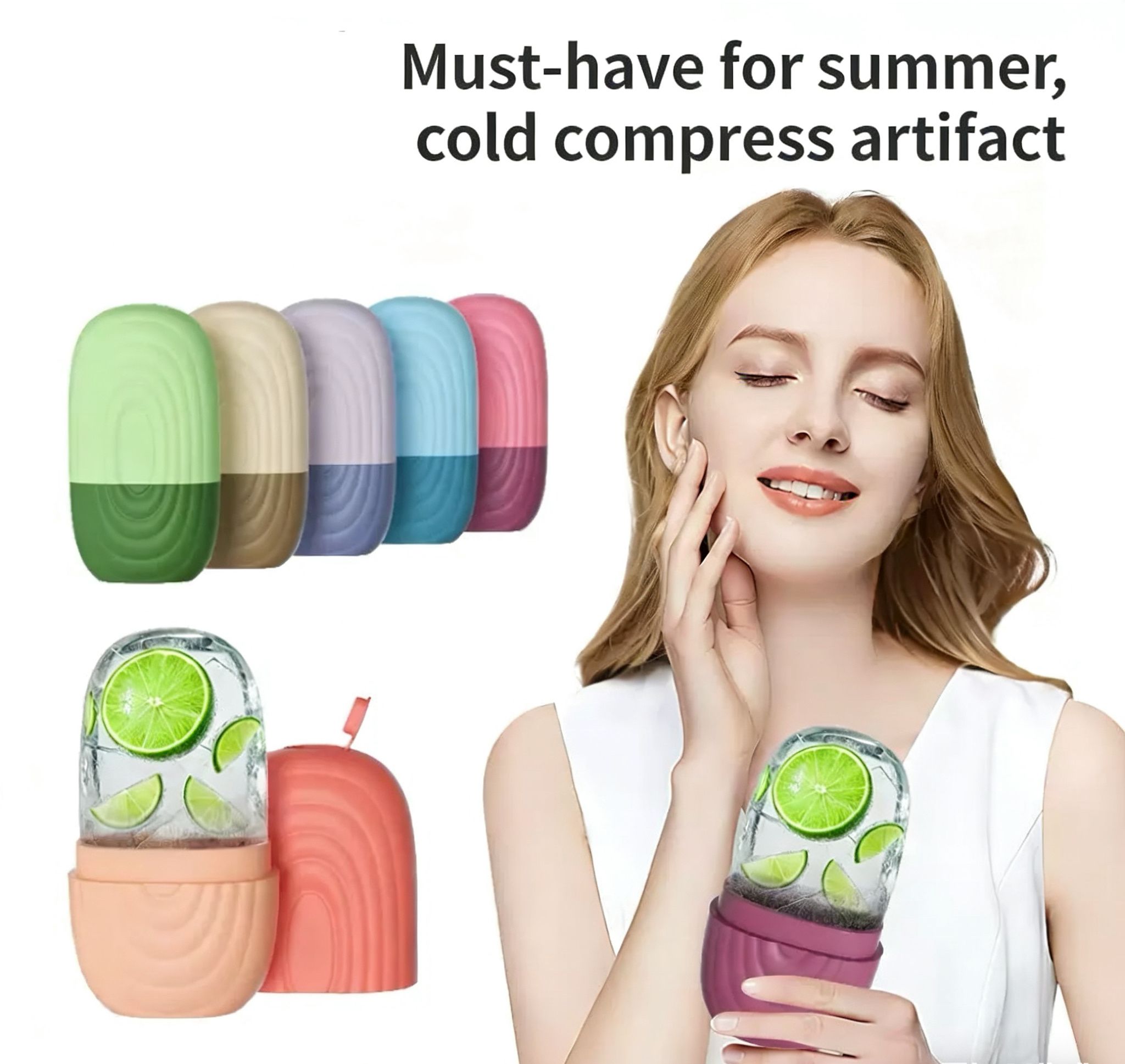 Silicone facial mask ice pack, facial ice massage roller, ice block mold, ice roller beauty ice pack