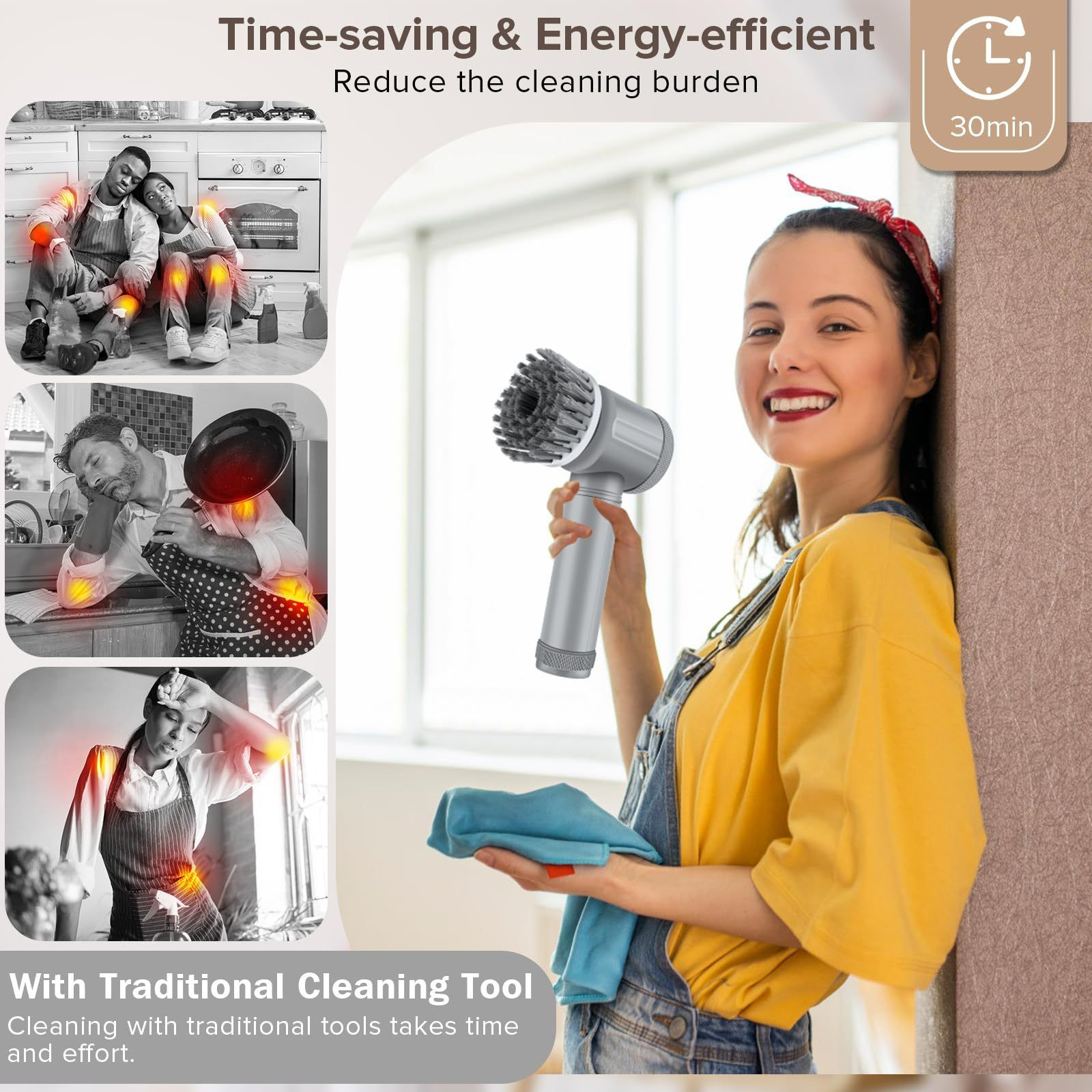 TEMU Bestselling Electric Cleaning Brush - Multi-functional Cleaner for Kitchens and Bathrooms, Electric Shoe Shine