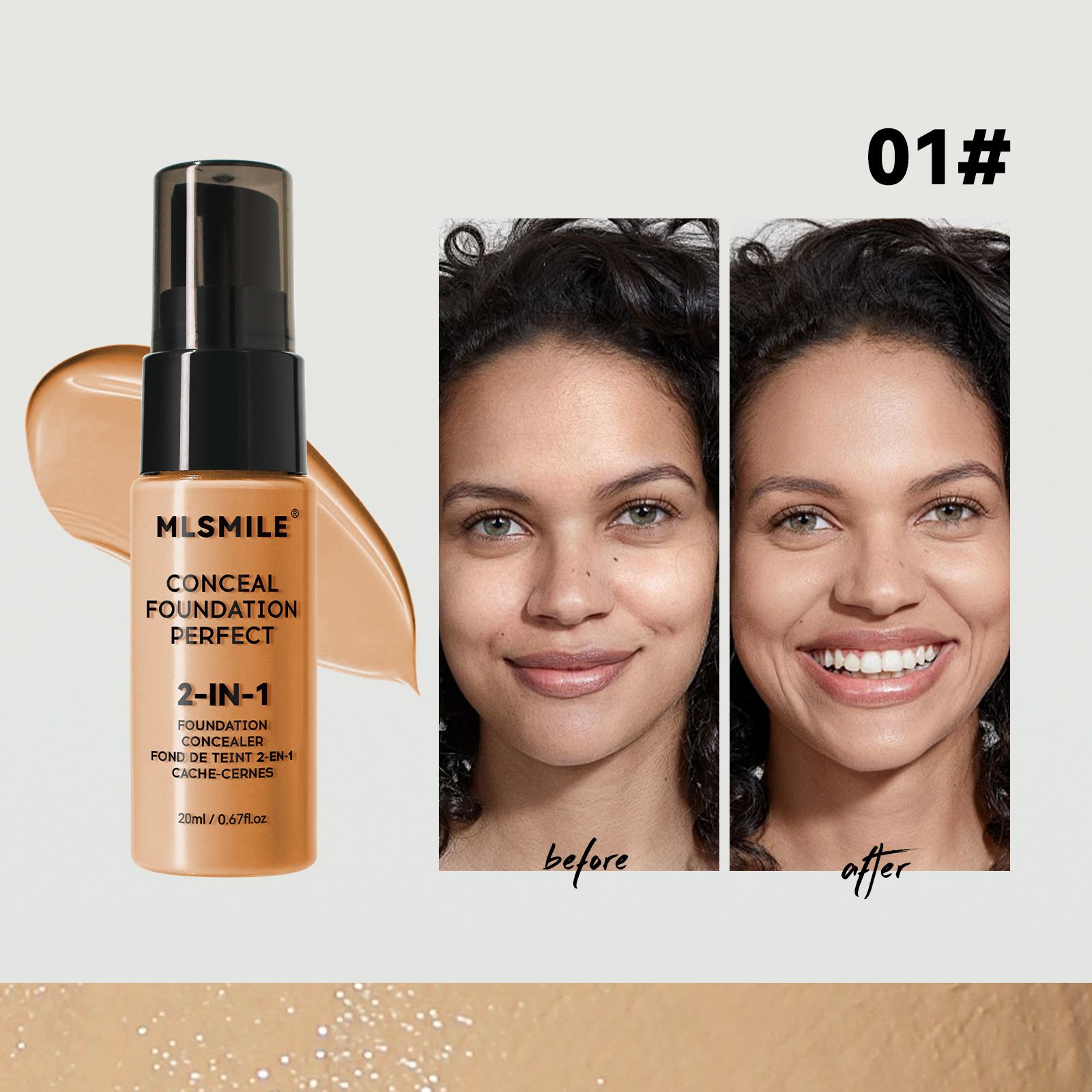 MLSMILE 6-Color Foundation - Long-lasting, Waterproof, Sweatproof, Easy-to-apply, Oil-controlling, Concealing Foundation view 3