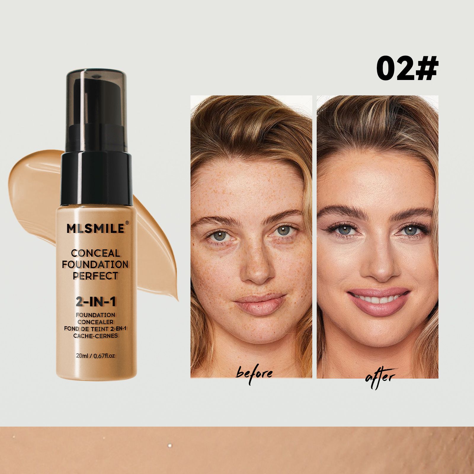 MLSMILE 6-Color Foundation - Long-lasting, Waterproof, Sweatproof, Easy-to-apply, Oil-controlling, Concealing Foundation view 4