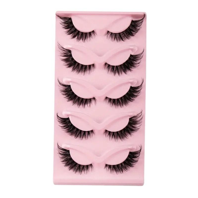 European and American style 5-pack fox-style slanted false eyelashes, natural style, one-piece black cat-eye false eyelashes view 5