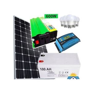 Sunnypex 100AH Solar Battery + Sunlight 200W Solar Panel + 600 W Solar Inverter + 10AH Solar Charger Controller + 5 DC Bulbs
