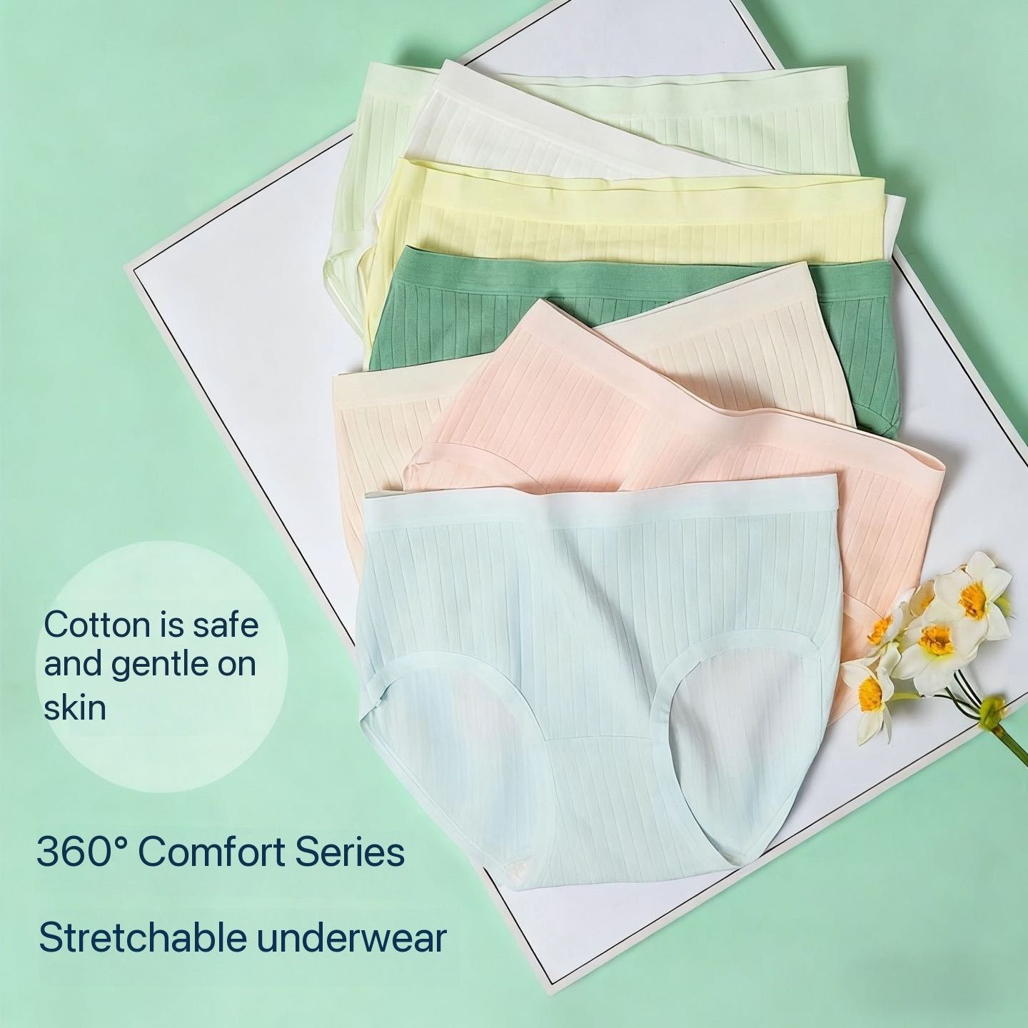 Cotton panties women's seamless cotton breathable women's briefs mid waist plus size girl bottoms