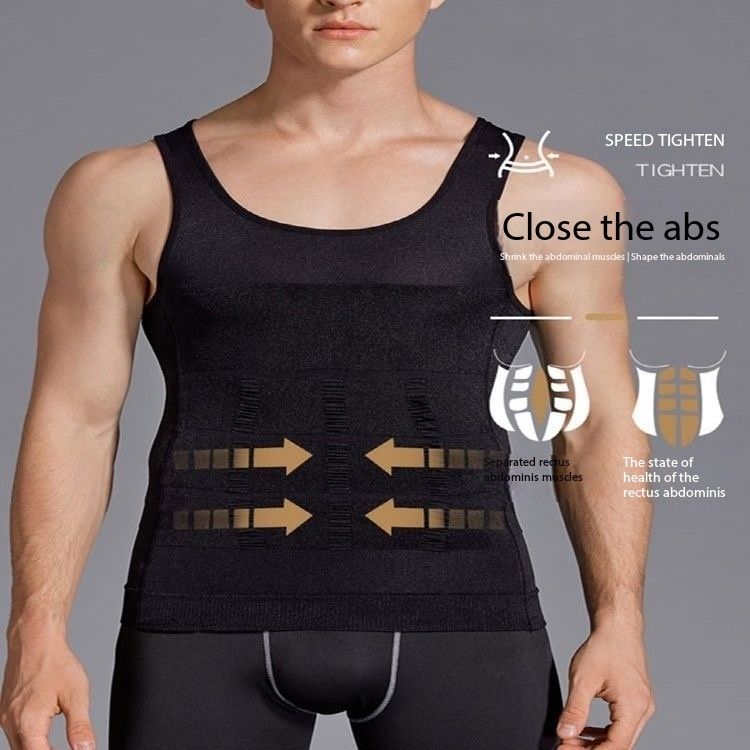 Men's slimming shapewear, body-shaping shirt, abdominal control vest for men, shaping and chest compression, waist and body slimming garment, tight-fitting shirt