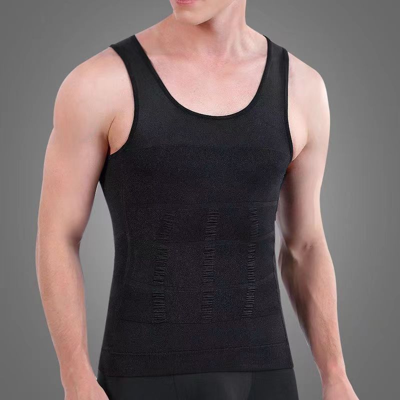 Men's slimming shapewear, body-shaping shirt, abdominal control vest for men, shaping and chest compression, waist and body slimming garment, tight-fitting shirt