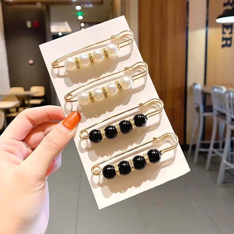 4pcs Elegant Faux Pearl Waist Cincher Pins - Secure Clothing Fasteners for Women's Cardigans & Sweaters, Perfect for Halloween & Christmas Parties