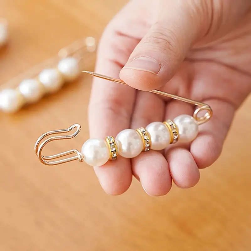 4pcs Elegant Faux Pearl Waist Cincher Pins - Secure Clothing Fasteners for Women's Cardigans & Sweaters, Perfect for Halloween & Christmas Parties