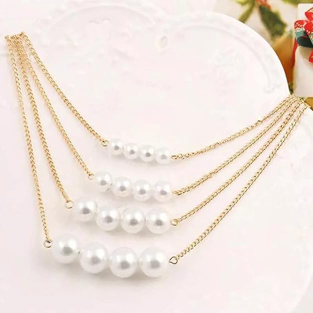 Ladies Fashion 4 Triple Strand  Pearl Necklaces For Women Multi-layer Large And Small Pearl Necklace Choker Jewelry Good Luste Anniversary Wife