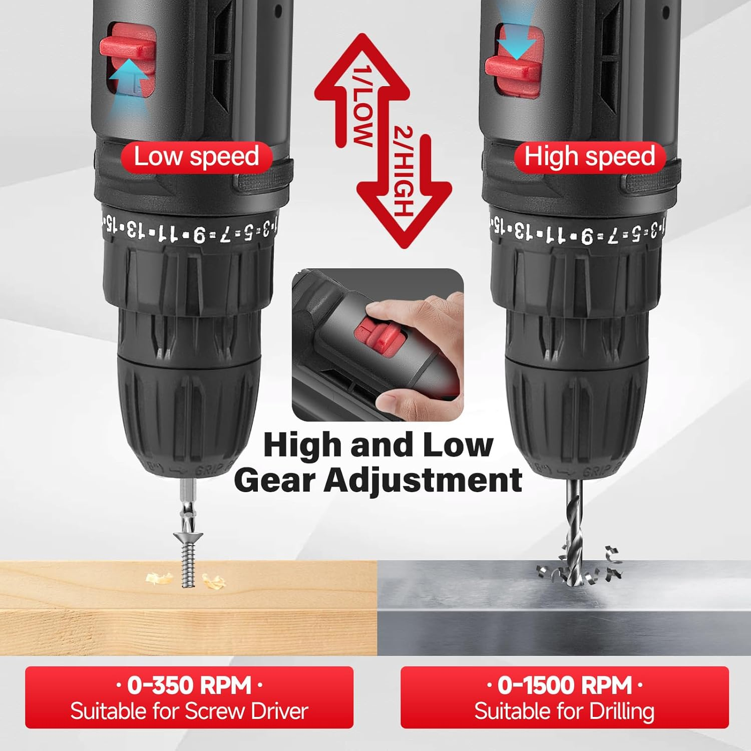 Wireless electric drill, impact drill, portable heavy-duty model, 32-piece drill bit set, 2 batteries, with box of screwdrivers