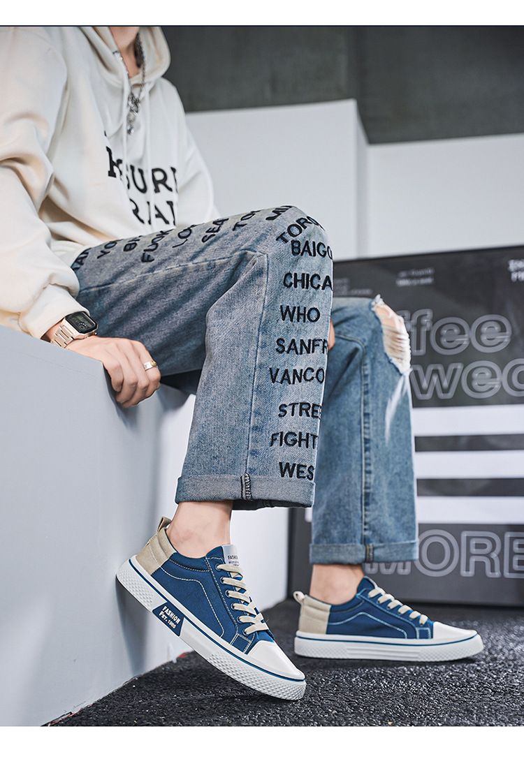 Size 47-41 Plus size men shoes canvas shoes men shoes sneakers contrast color shoes