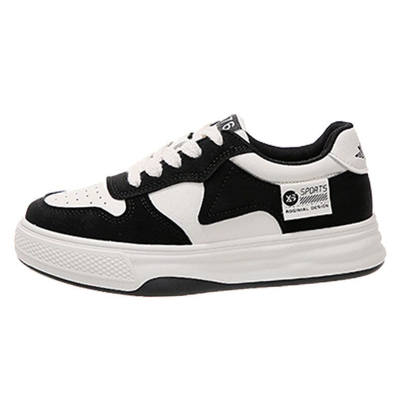 2025 Trendy Women's Black Breathable PU and Canvas Sneakers  Insta Fashion Ladies shoes