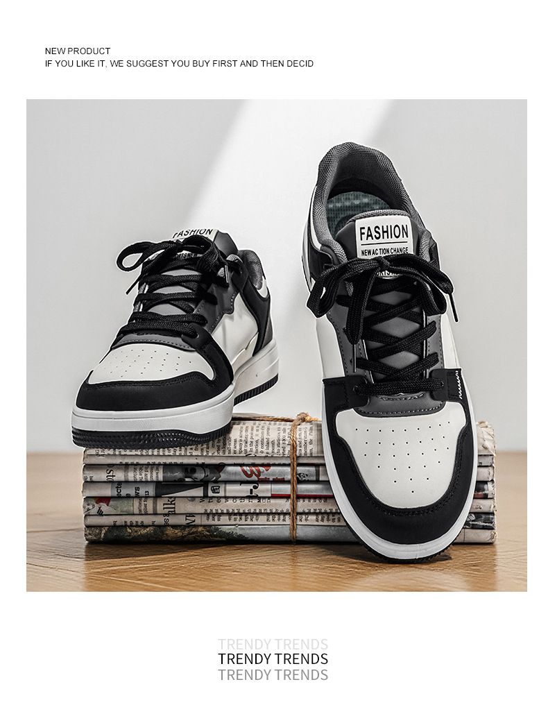 Wholesale 2026 Men's Breathable Casual Fashion Sneakers Black White Athletic Shoes Skateboarding