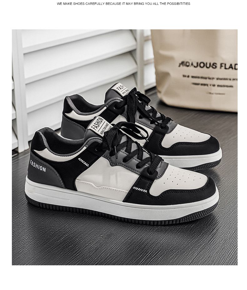 Wholesale 2026 Men's Breathable Casual Fashion Sneakers Black White Athletic Shoes Skateboarding
