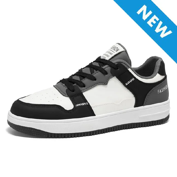 Wholesale 2026 Men's Breathable Casual Fashion Sneakers Black White Athletic Shoes Skateboarding