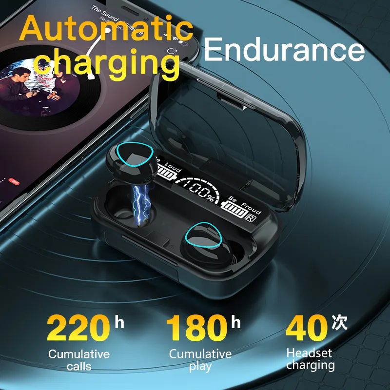 New Arrivals Bensoo M10 TWS Bluetooth Earpods Earphone pro Headphones Sport Eraphones Wired Eraphones Erapods Sport Earbuds Headset pods Bluetooth Earphones For All Smartphone Mobile phones Table Ear
