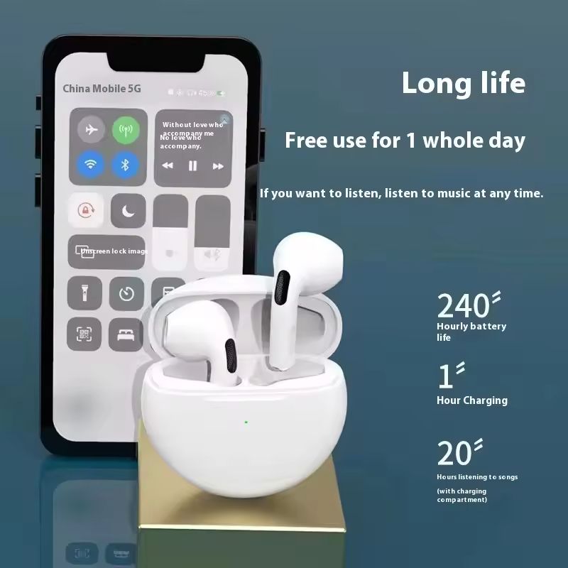 New Arrivals Bensoo Pro6 TWS Bluetooth Earpods Earphone Headphones Sport Eraphones Wired Eraphones Erapods Sport Earbuds pro Headset pods Bluetooth Earphones For All Smartphone Mobile phones Table Ear