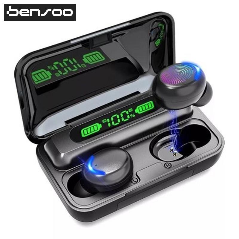 New Arrivals Bensoo F9 TWS Bluetooth Earpods Earphone Headphones Sport Eraphones Wired Eraphones Erapods Sport Earbuds Ear Headset pods Bluetooth Earphones For All Smartphones Mobile phone Table pro
