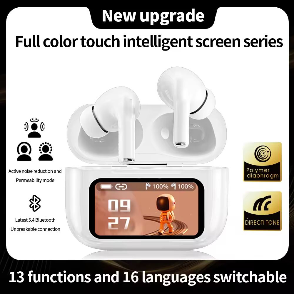 New Arrivals Bensoo A9 Pro ANC with LED Display Touch Screen TWS Bluetooth Earpods Earphone Headphones Sport Eraphones Wired Eraphones Earbuds Ear Headset pods Bluetooth Earphones For All Mobile phone