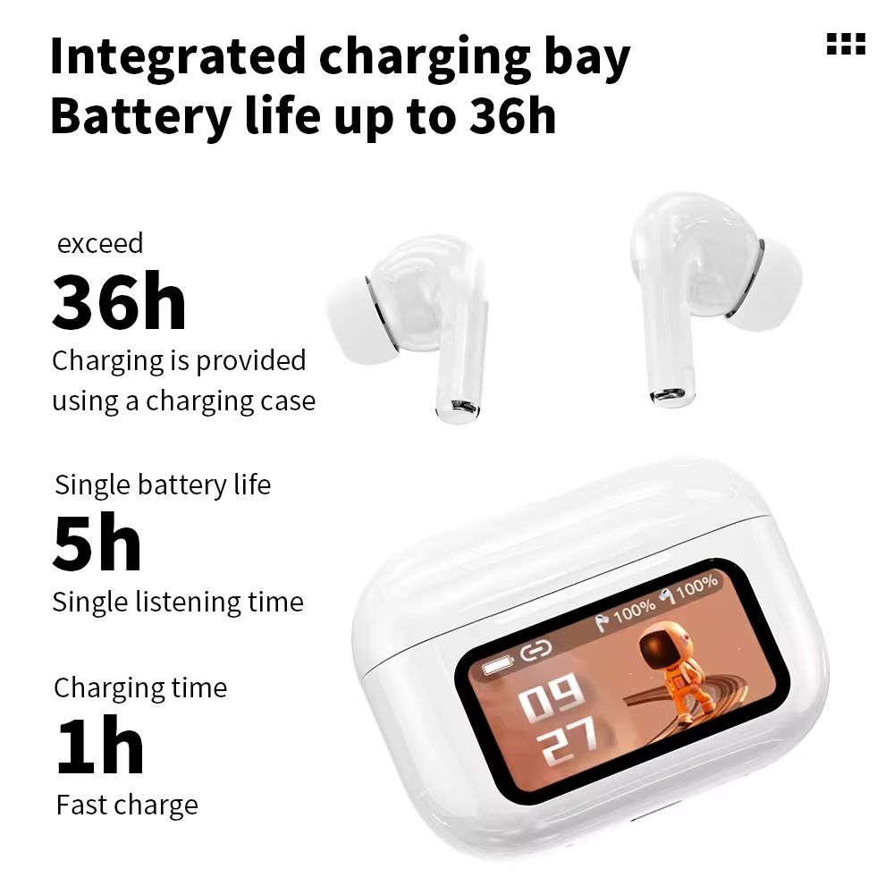 New Arrivals Bensoo A9 Pro ANC with LED Display Touch Screen TWS Bluetooth Earpods Earphone Headphones Sport Eraphones Wired Eraphones Earbuds Ear Headset pods Bluetooth Earphones For All Mobile phone