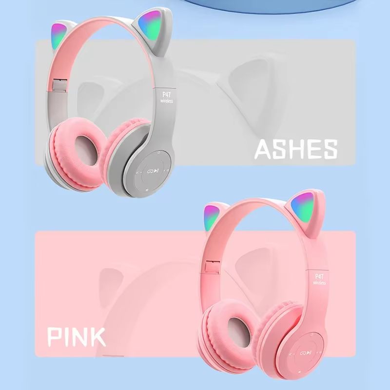 New Arrivals Bensoo P47M Cat ears LED Light TWS Bluetooth Earpods Earphone Headphones Sport Eraphones Wired Eraphones Erapods pro Earbuds Ear Headset pods Bluetooth Earphones For All Mobile phone