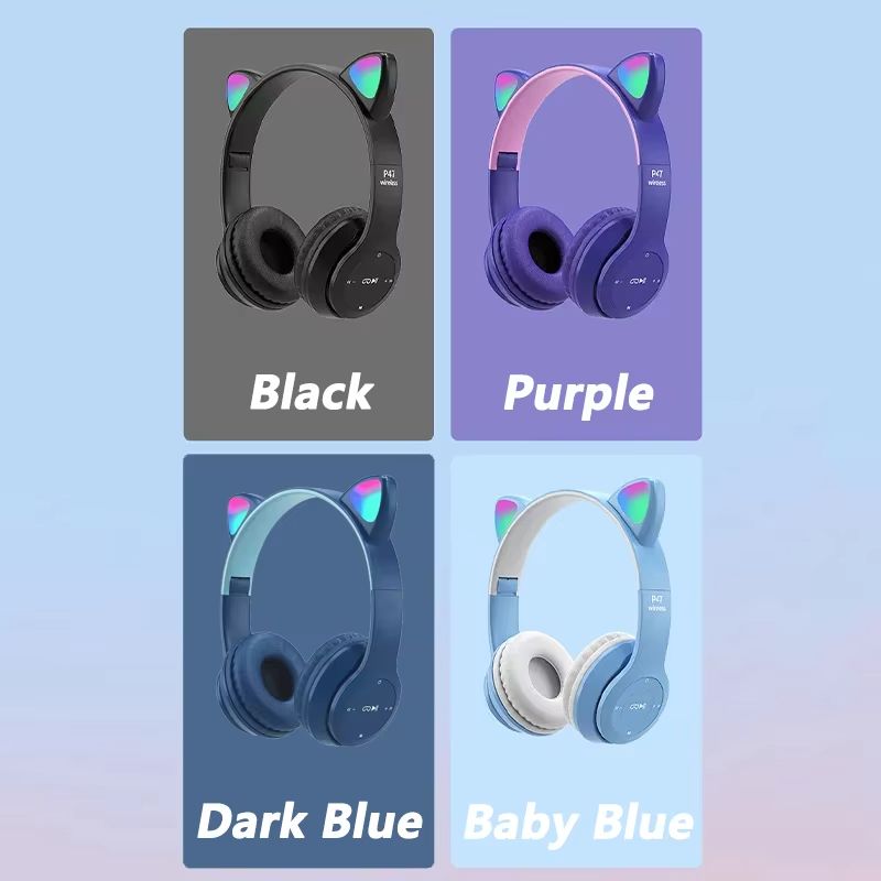 New Arrivals Bensoo P47M Cat ears LED Light TWS Bluetooth Earpods Earphone Headphones Sport Eraphones Wired Eraphones Erapods pro Earbuds Ear Headset pods Bluetooth Earphones For All Mobile phone