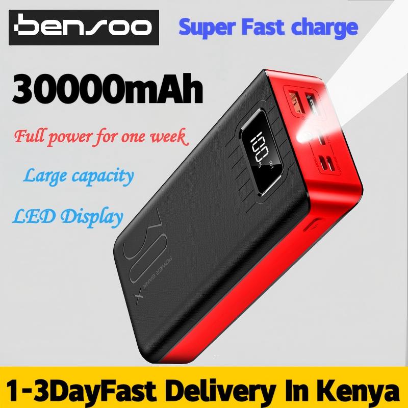 Bensoo 30000mAh Power Banks – High Capacity Portable Charger with LED Display and Fast Charging TypeC Micro USB for All Phone Tabletsl Mobile Phones smartphone Power Bank