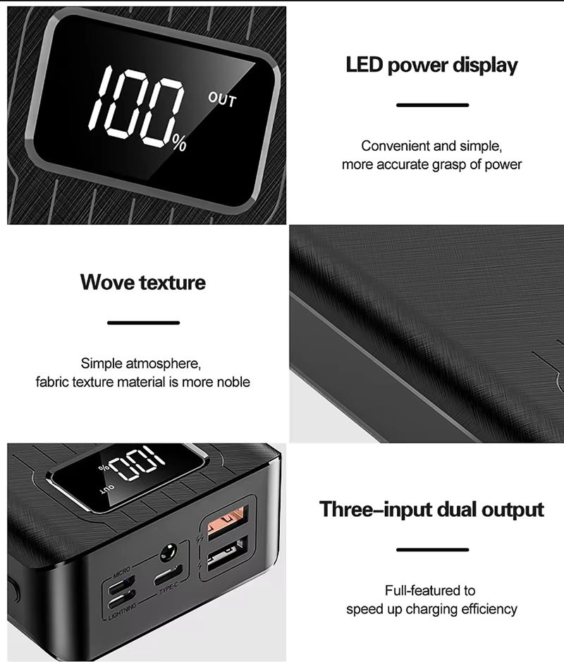Bensoo 30000mAh Power Banks – High Capacity Portable Charger with LED Display and Fast Charging TypeC Micro USB for All Phone Tabletsl Mobile Phones smartphone Power Bank