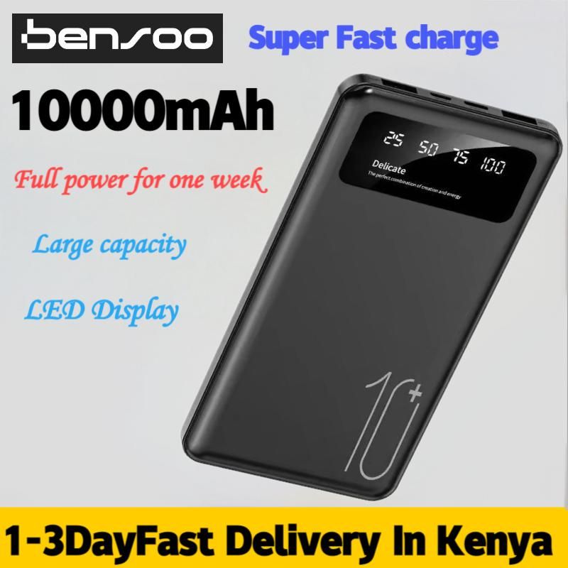 Bensoo 10000mAh Power Banks – High Capacity Portable Charger with LED Display and Fast Charging TypeC Micro USB for All Phone Tabletsl Mobile Phones smartphone Power Bank
