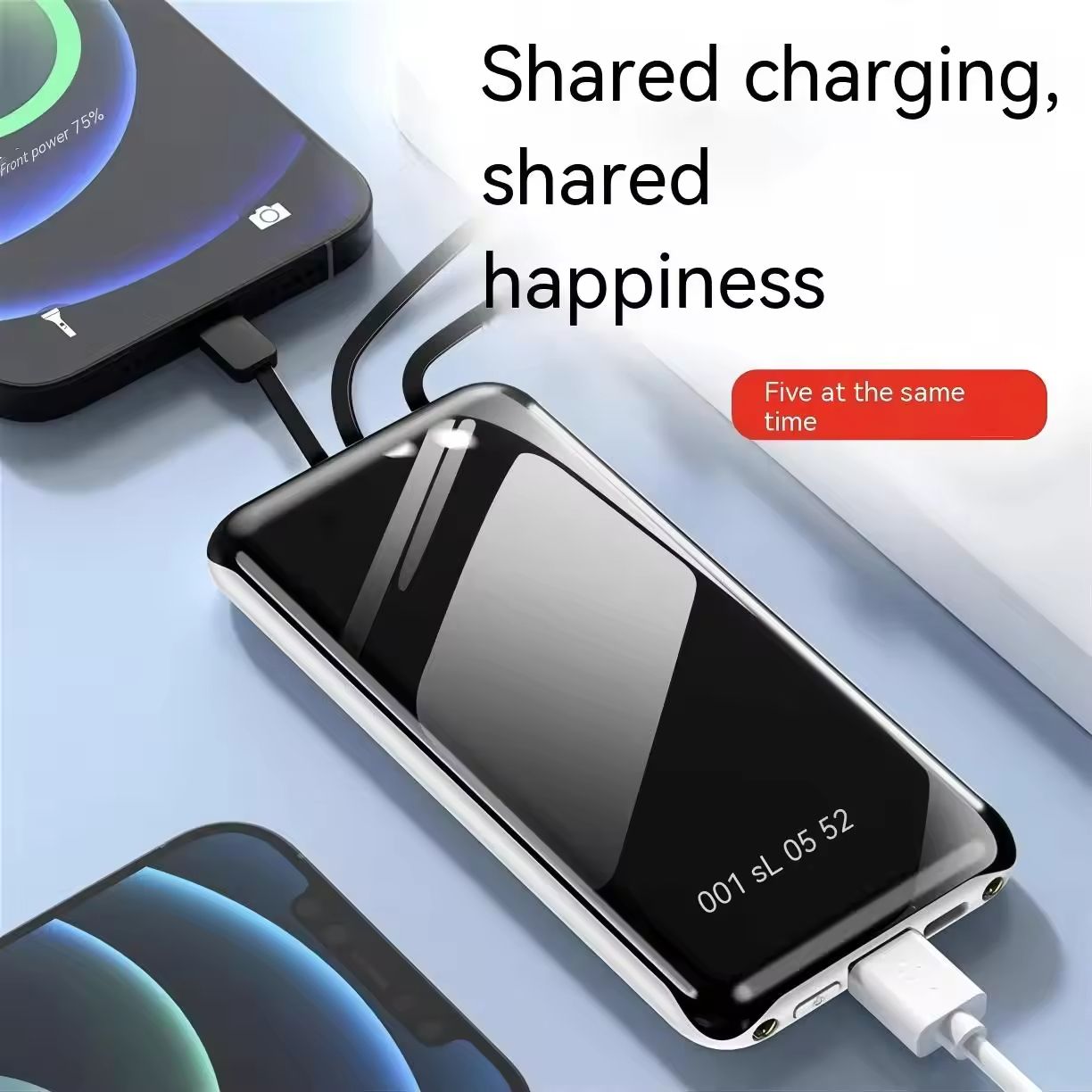 Bensoo 10000mAh Power Banks – High Capacity Portable Charger with LED Display and Fast Charging TypeC Micro USB for All Phone Tabletsl Mobile Phones with Integrated 4-Wire Cable smartphone Power Bank