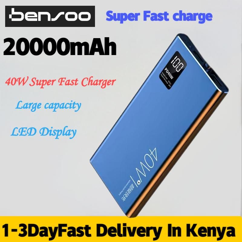 Bensoo 20000mAh Power Banks – High Capacity Portable Charger with LED Display and Fast Charging TypeC Micro USB for All Phone Tabletsl Mobile Phones  40W Super Fast Charger with PD 18W Inpu Smartphone