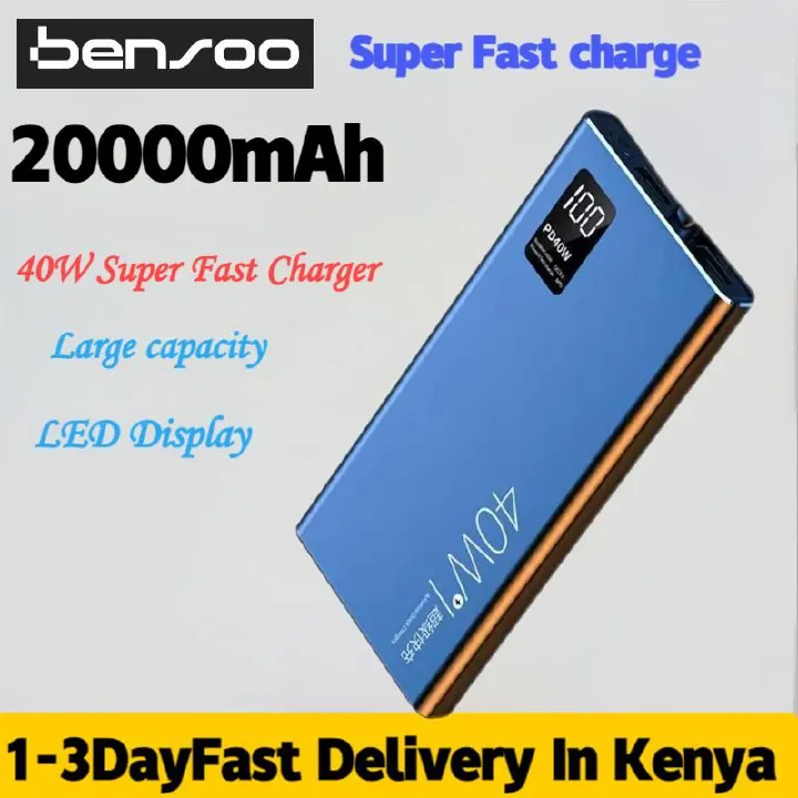 Bensoo 20000mAh Power Banks – High Capacity Portable Charger with LED Display and Fast Charging TypeC Micro USB for All Phone Tabletsl Mobile Phones  40W Super Fast Charger with PD 18W Inpu Smartphone