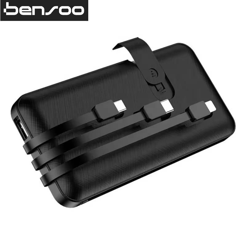 Bensoo 3 Cables Power BankS 10000mAh/20000mAh With Phone Holder Function Power Bank 3-Wire Portable Power Charging Bank Fast Charger with Phone Holder Function Smartphone Power Bank