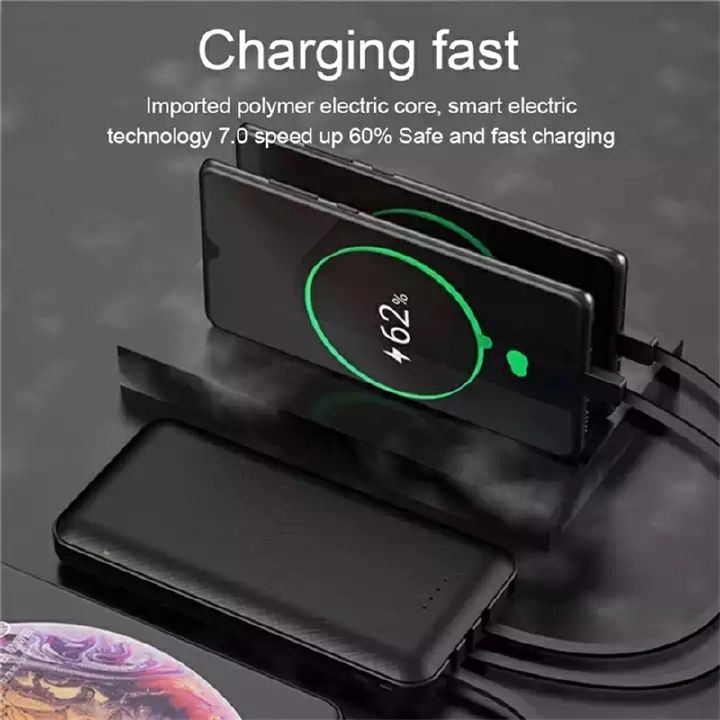 Bensoo 3 Cables Power BankS 10000mAh/20000mAh With Phone Holder Function Power Bank 3-Wire Portable Power Charging Bank Fast Charger with Phone Holder Function Smartphone Power Bank