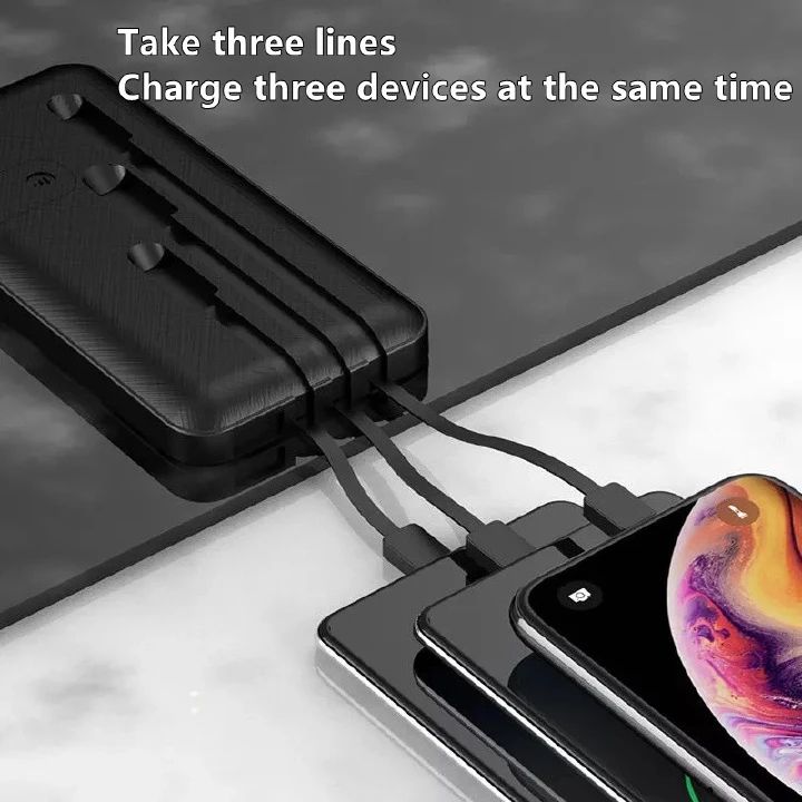 Bensoo 3 Cables Power BankS 10000mAh/20000mAh With Phone Holder Function Power Bank 3-Wire Portable Power Charging Bank Fast Charger with Phone Holder Function Smartphone Power Bank
