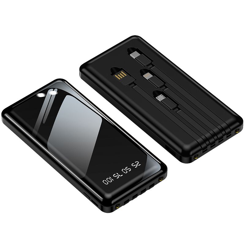 Bensoo 10000mAh Power Banks – High Capacity Portable Charger with LED Display and Fast Charging TypeC Micro USB for All Phone Tabletsl Mobile Phones with Integrated 4-Wire Cable smartphone Power Bank