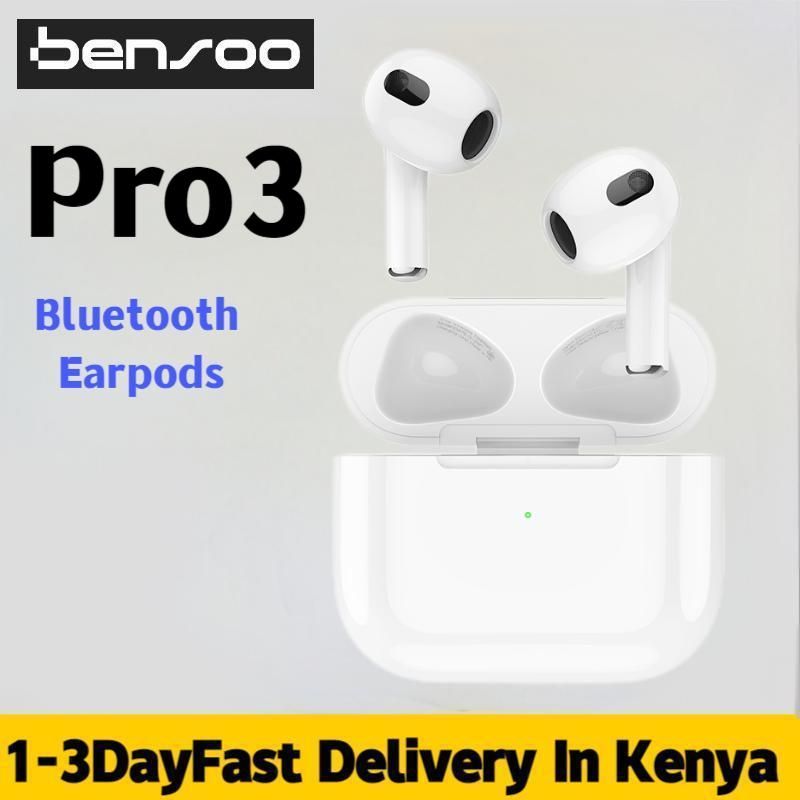 New Arrivals Bensoo Air Pro3 TWS Bluetooth Earpods Earphone Headphones Sport Eraphones Wired Eraphones Erapods Pro 3 Earbuds Headset pods Bluetooth Earphones For All Smartphones Mobile phone Table Ear