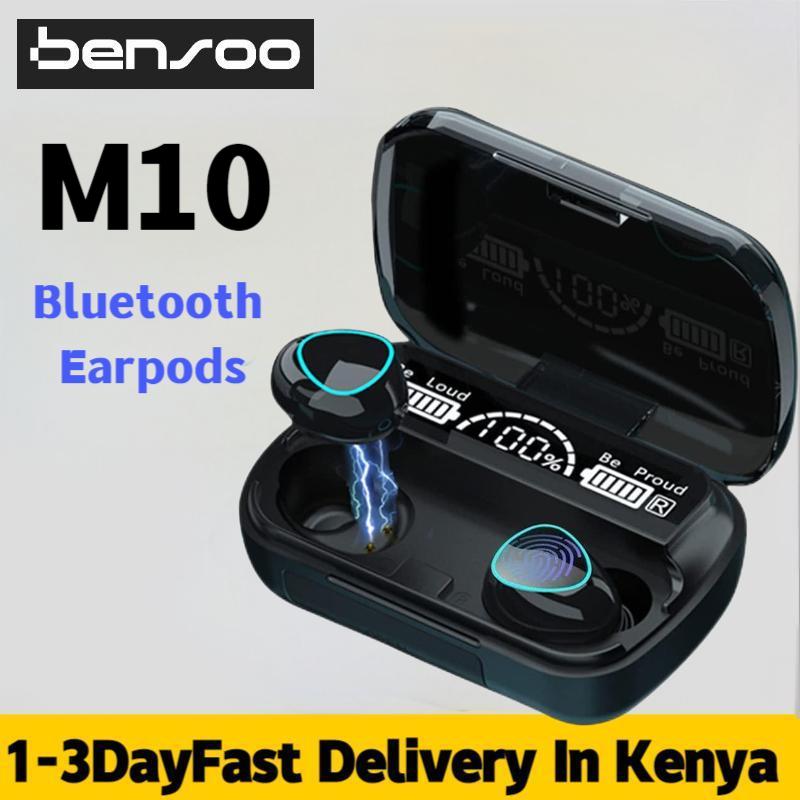 New Arrivals Bensoo M10 TWS Bluetooth Earpods Earphone pro Headphones Sport Eraphones Wired Eraphones Erapods Sport Earbuds Headset pods Bluetooth Earphones For All Smartphone Mobile phones Table Ear