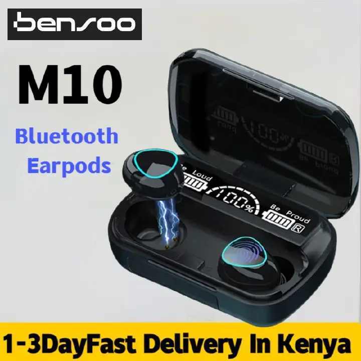 New Arrivals Bensoo M10 TWS Bluetooth Earpods Earphone pro Headphones Sport Eraphones Wired Eraphones Erapods Sport Earbuds Headset pods Bluetooth Earphones For All Smartphone Mobile phones Table Ear