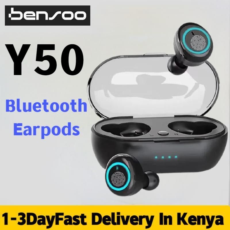 New Arrivals Bensoo Y50 TWS Bluetooth Earpods pro Earphone Headphones Sport Eraphones Wired Eraphones Erapods Sport Earbuds Headset pods Bluetooth Earphones For All Smartphone Mobile phones Table Ear
