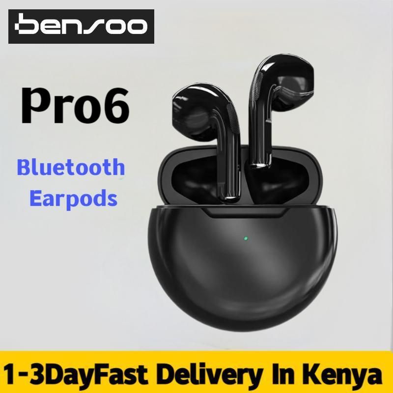 New Arrivals Bensoo Pro6 TWS Bluetooth Earpods Earphone Headphones Sport Eraphones Wired Eraphones Erapods Sport Earbuds pro Headset pods Bluetooth Earphones For All Smartphone Mobile phones Table Ear