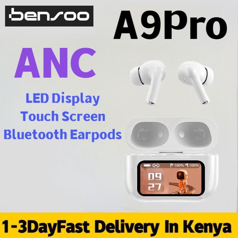 New Arrivals Bensoo A9 Pro ANC with LED Display Touch Screen TWS Bluetooth Earpods Earphone Headphones Sport Eraphones Wired Eraphones Earbuds Ear Headset pods Bluetooth Earphones For All Mobile phone