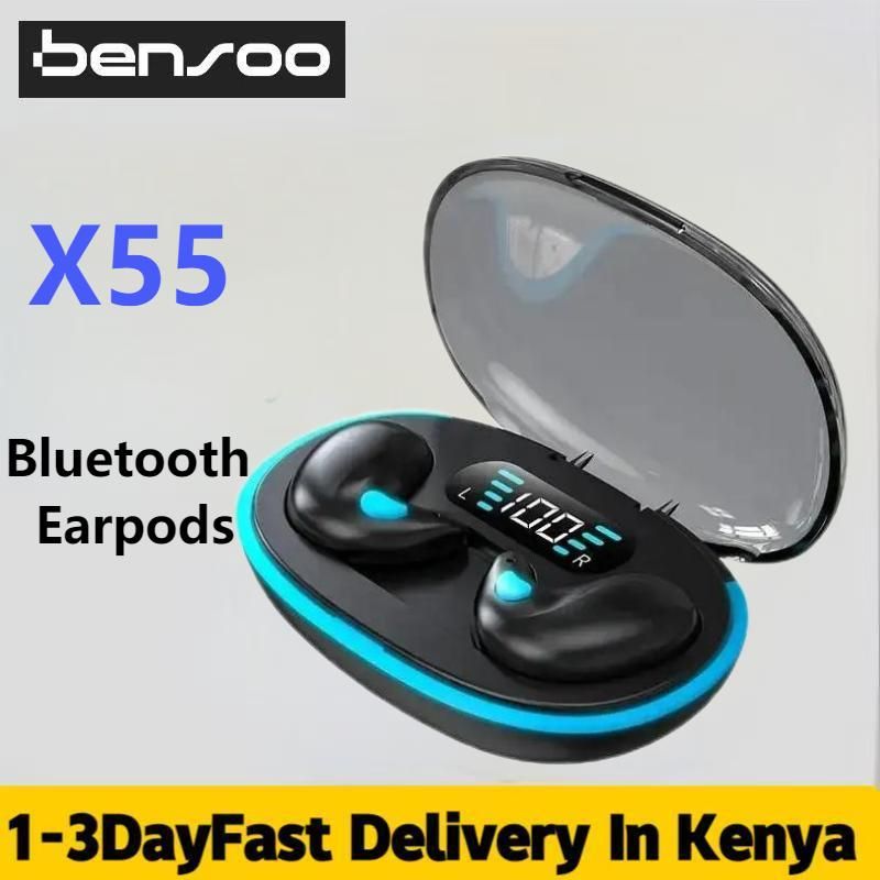 Bensoo X55 TWS Bluetooth Earpods Headphones Sport Eraphones Wired Eraphones Erapods pro Earbuds Headset In-Ear pods Bluetooth Earphones For All Smartphone Mobile phones Table Earphones