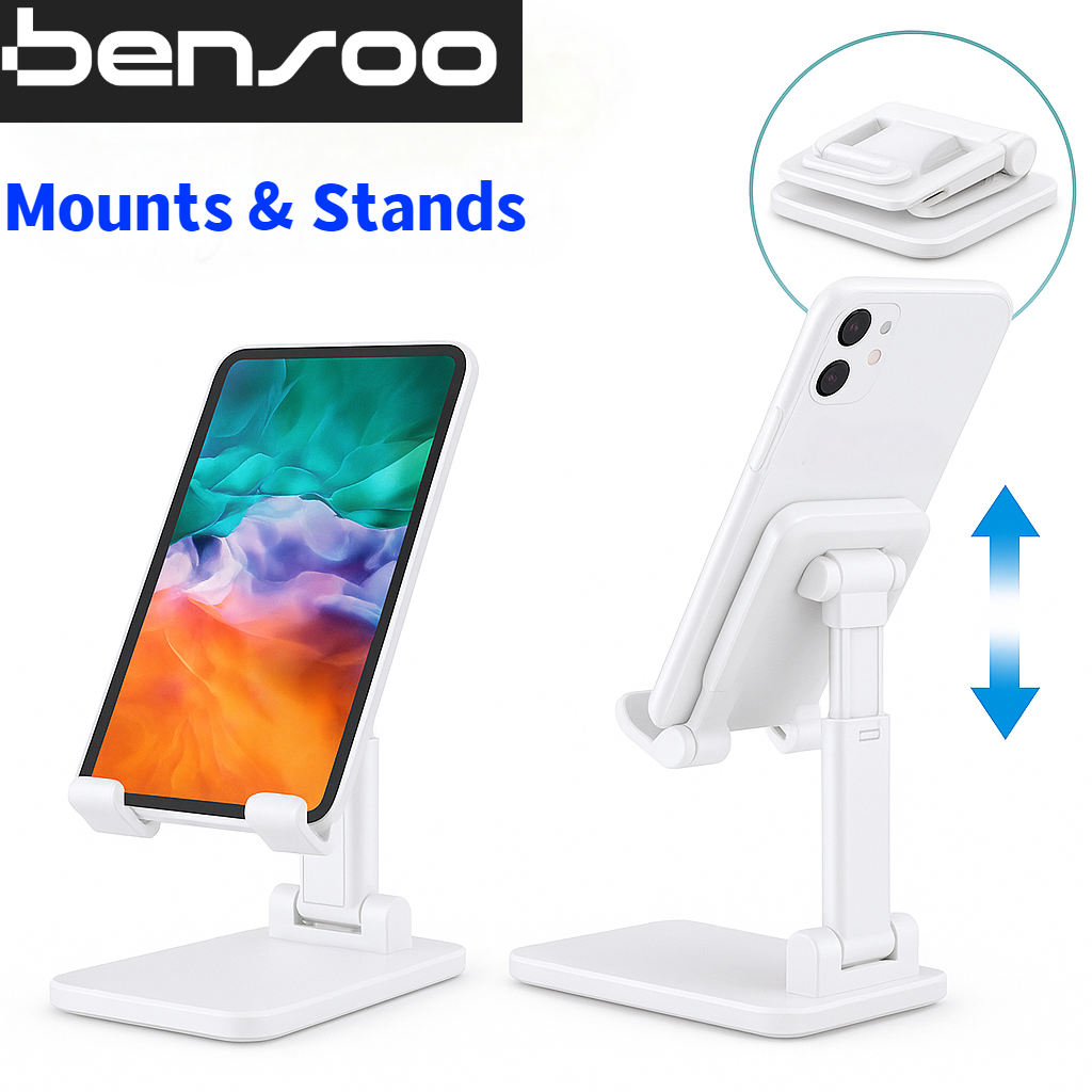 New Arrivals Bensoo Portable Mobile Phone Holders Tablet Stand for Phone, Angle Height Adjustable Phones Stand, Foldable Cell Phone Stand for Desk Mounts Stands for All Smart phone Mobile phones Table