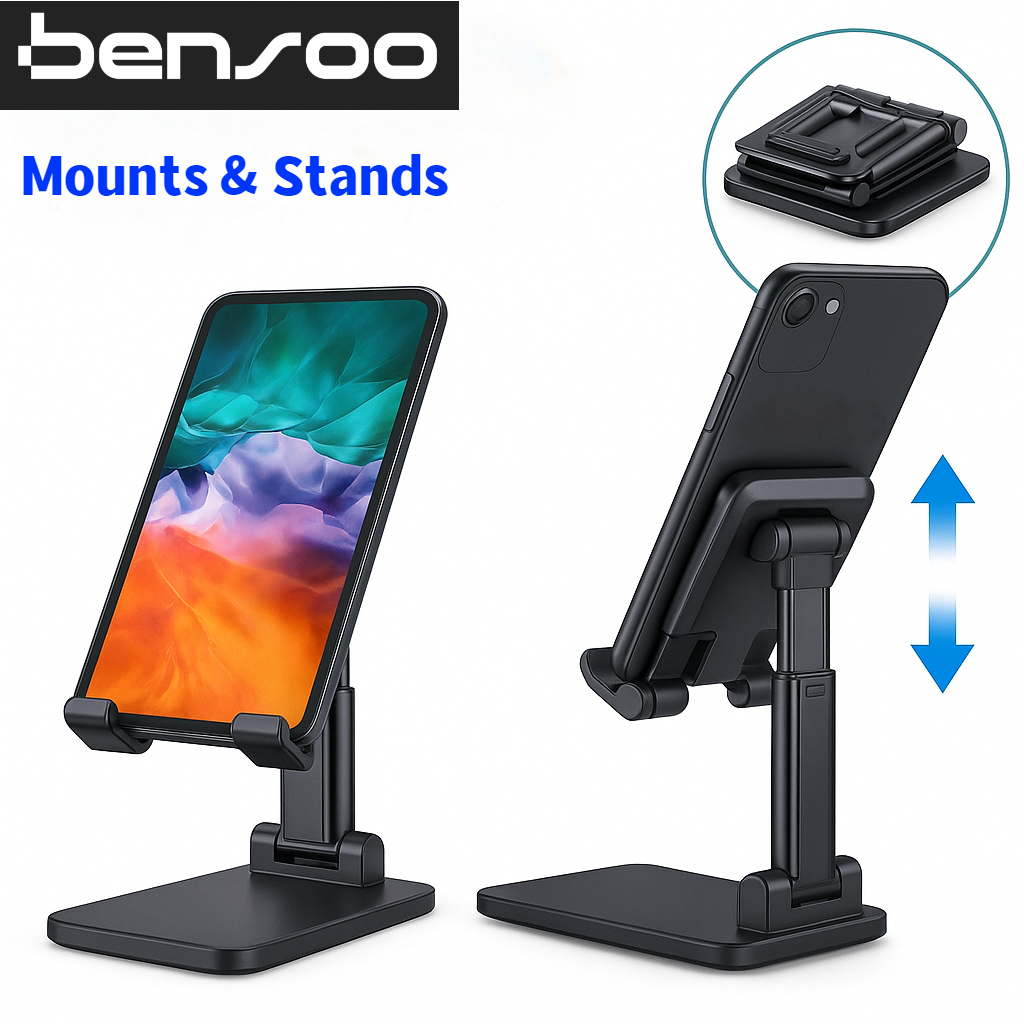New Arrivals Bensoo Portable Mobile Phone Holders Tablet Stand for Phone, Angle Height Adjustable Phones Stand, Foldable Cell Phone Stand for Desk Mounts Stands for All Smart phone Mobile phones Table