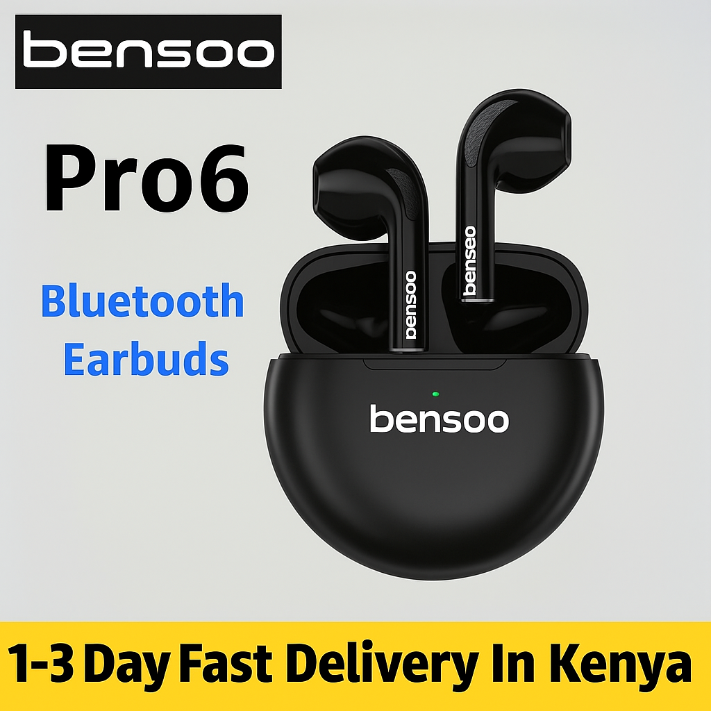 New Arrivals Bensoo Pro6 TWS Bluetooth Earpods Earphone Headphones Sport Eraphones Wired Eraphones Erapods Sport Earbuds pro Headset pods Bluetooth Earphones For All Smartphone Mobile phones Table Ear