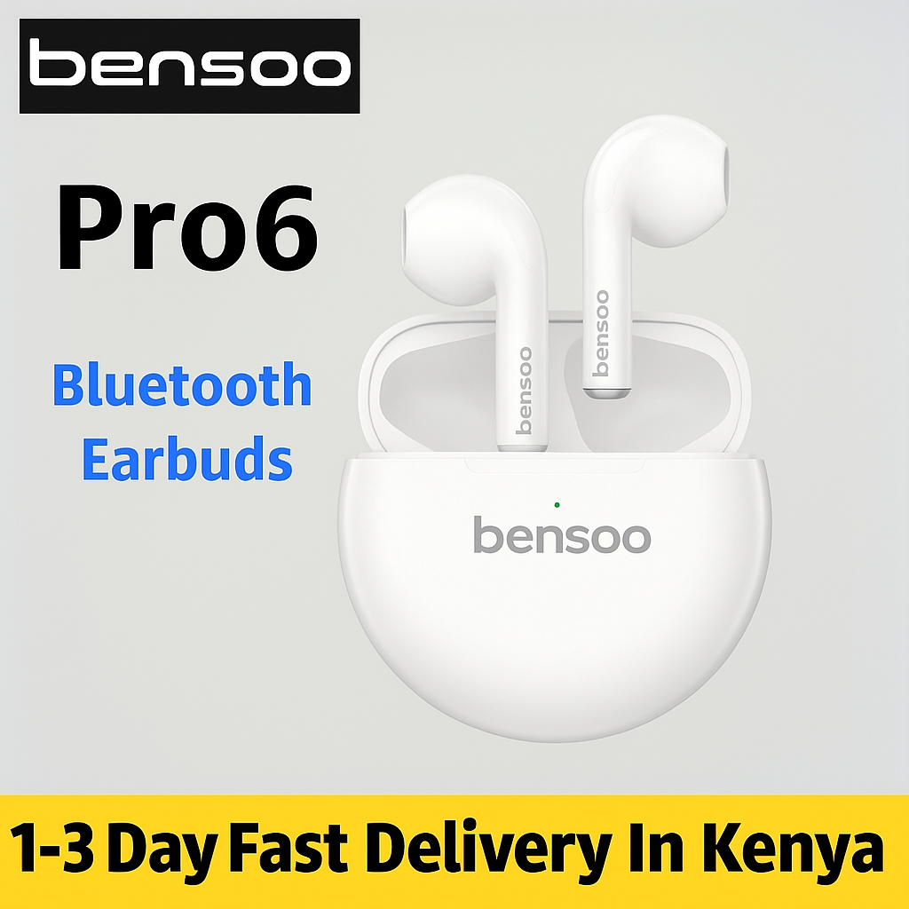New Arrivals Bensoo Pro6 TWS Bluetooth Earpods Earphone Headphones Sport Eraphones Wired Eraphones Erapods Sport Earbuds pro Headset pods Bluetooth Earphones For All Smartphone Mobile phones Table Ear